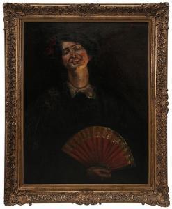 GROSSMANN Edwin Booth 1887-1957,Woman with Red Fan,1910,Brunk Auctions US 2014-05-17