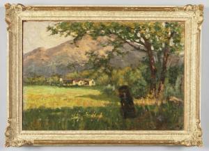 GROSSO Alberto 1860-1928,Paesaggio campestre con contadini,1917,Boetto IT 2019-12-03