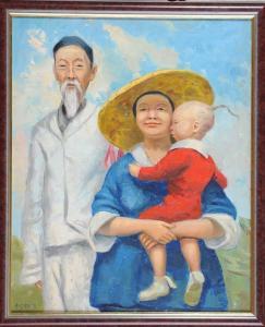 GROSZ Antal 1912-1945,« Couple de vietnamiens avec leurenfant ».,Herbette FR 2011-01-30