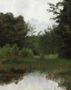 GROTH Vilhelm Georg,Scenery from Martofte with a small forest lake,Bruun Rasmussen 2023-08-13