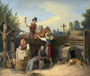 GROTHE Christian 1803-1849,Junger Freier am Gartenzaun,1835,Galerie Bassenge DE 2018-11-29