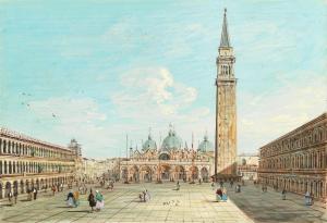 GRUBACS Carlo 1801-1878,View of St Mark's Square with the Basilica, Venice,Bonhams GB 2023-07-05