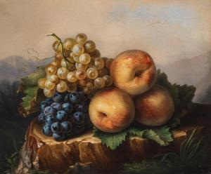 GRUBER Franz Xaver 1801-1862,Stillleben mit Äpfeln und Weintrauben,1841,Palais Dorotheum 2023-06-26