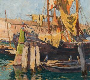 GRUBER GLEICHENBERG Franz 1886-1940,Boat in the harbour,im Kinsky Auktionshaus AT 2021-07-06