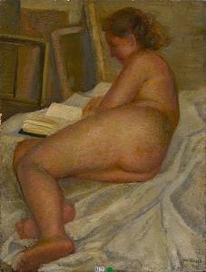 GRUBER Ivan 1929-2015,Femme nue allongée à la lecture,VanDerKindere BE 2017-09-12