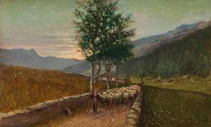 GRUBICY DE DRAGON Vittore 1851-1920,Paesaggio autunnale con pastorello e,1889,Wannenes Art Auctions 2021-03-18