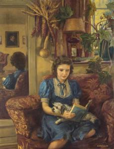 GRUELLE Justin C 1889-1978,young woman reading,Maynards CA 2015-12-09