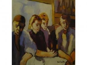 GRUSSOT Gérard 1900-1900,GRUSSOT. L artiste assis au café avec des amis,Hotel des ventes de Belfort 2008-06-27