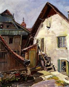 GRUTTER Hans 1900-2000,Alt Olten - Häuser in der Wangner Vorstadt,1955,Zofingen CH 2018-11-22