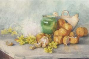 GRUYER HERBEMONT Gabrielle 1875,Still life with tangerines and daffodils,1899,Christie's 2005-02-15
