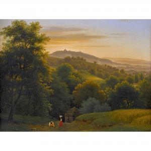 GUÉRARD Charles Jean 1790-1830,Weite Hügellandschaft im Abendlicht,1828,Dobiaschofsky CH 2015-11-04