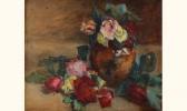 GUÉRARD GONZALES Jeanne 1856-1924,jeté et bouquet de roses,Rossini FR 2005-12-06