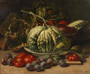 GUéRITTE Victor,Still life of vegetables in a kitchen,1884,Bonhams GB 2013-09-04