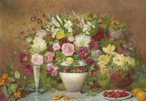 GUADALUPE ZURZARREN Cayo 1880-1927,Bodegón de flores, frutas y cerámica,Subastas Segre ES 2021-12-14