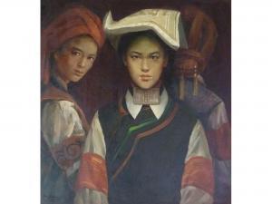 GUANG ZHU 1959,Two oriental girls 'The Hostel I',1994,Capes Dunn GB 2014-03-25