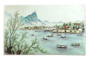 GUANGBIN ZHANG 1915,Many small boats on a river,1960,Woolley & Wallis GB 2015-05-20