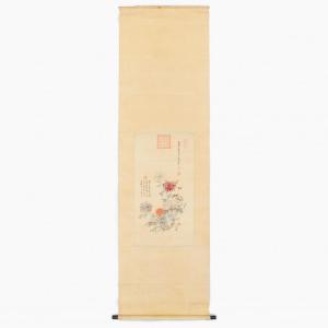 GUANGXU 1875-1908,chrysanthemum and with a poem,Uppsala Auction SE 2021-12-08