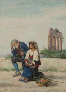 GUARDABASSI Guerrino 1841-1893,Père et sa fille, Roma,Cornette de Saint Cyr FR 2021-10-25