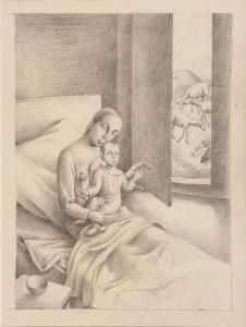 GUBLER Eduard,Mutter mit Kind im Bett vor Fenster,1920,Beurret Bailly Widmer Auctions 2022-11-04