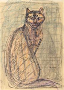GUBLER Max 1898-1973,A sitting cat,Galerie Koller CH 2016-12-02