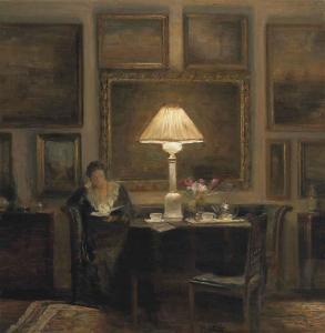 GUDDEN Rudolf 1863-1935,A lady reading by lamplight,Christie's GB 2014-05-21