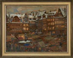 GUDDEN Rudolf 1863-1935,Der Frankfurter Weihnachtsmarkt am Römer,1925,Dobritz DE 2024-03-09