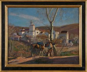 GUDDEN Rudolf 1863-1935,Spanische Landschaft mit Figuren- und Architekturs,Dobritz DE 2024-03-09