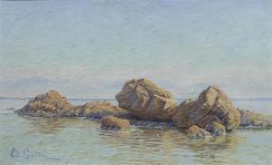 GUDIN EDMUND 1900-1900,Seashore landscape with rocks and sailing boats,Galerie Koller CH 2009-09-14