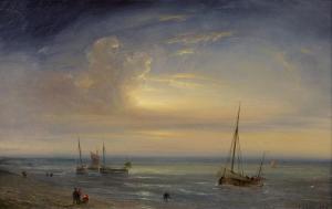 GUDIN Theodore 1802-1880,Fishermen on the coast by moonlight,1826,Galerie Koller CH 2024-03-22