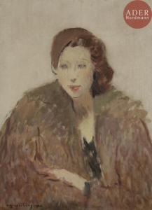 GUERBILSKY Andre BORISSOVITCH,Portrait de femme au manteau de fourrure,1926,Ader 2018-05-29
