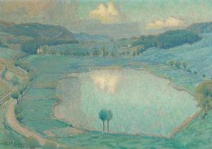 GUGY Charles Leopold 1881-1957,Lake landscape, St. Blaise,Galerie Koller CH 2015-06-25