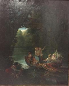 GUICHARD Joseph Benoit 1806-1880,Jeunes femmes dans une barque,Conan-Auclair FR 2020-11-15