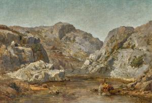 GUIGOU Paul Camille 1834-1871,Washerwomen by a Mountain Lake,1865,Sotheby's GB 2024-04-10