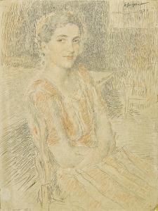 GUIGUET François Joseph 1860-1937,Jeune femme assise,1932,Etienne de Baecque FR 2014-11-17