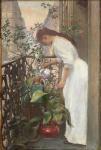 GUIGUET François Joseph 1860-1937,“Jeune fille arrosant les fleurs”,1893,Chenu-Scrive FR 2006-10-08