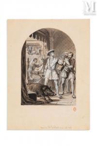 GUILBERT D'ANELLE Charles Michel 1820-1889,Le roi François Ier et le sanglie,1852,Millon & Associés 2023-05-26