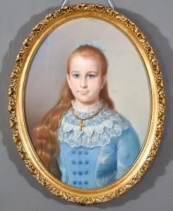 GUILLAUME Louis Mathieu Didier 1816-1892,Half length portrait "Roberta Ken ,1878,Canterbury Auction 2023-02-04