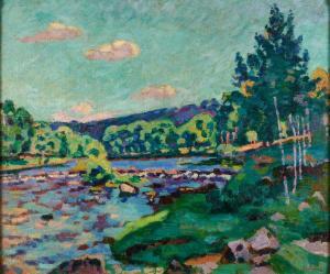 GUILLAUMIN Armand 1841-1927,Barrage de Genétin à Crozant,1916,Osenat FR 2024-03-24