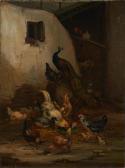 GUILLEMINET Claude 1821-1866,Barn Scene with Chickens, Ducks, and Peacocks,Skinner US 2023-05-02
