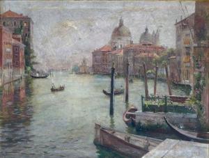 GUILLERY Franz Paul 1863-1933,Canal Scene in Venice, Italy with Gondoliers,Burchard US 2020-08-16