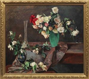 GUILLERY Franz Paul 1863-1933,Großes impressionistisches Stillleben mit Rosen,Schloss DE 2022-09-03