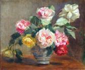 GUILLOU Albert 1936,x - Still Life Study of Roses within a Baluster Gl,Tooveys Auction GB 2008-01-30