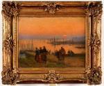 GUILLOU Alfred 1844-1926,Le port au coucher du soleil,Osenat FR 2024-04-07