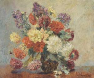 GUILLOUX Albert Gaston 1871-1952,Bouquet de Dahlias,Brissoneau FR 2015-11-03