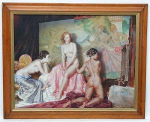 GUINESS Jonathan 1900-1900,An artist studio with three naked ladies,Dickins GB 2016-09-10