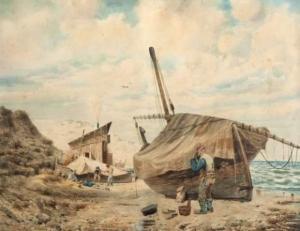 GUITTON Joseph 1849-1911,Pêcheur sur la plage.,1849,Damien Leclere FR 2009-10-31
