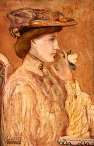 GULACSY Lajos 1882-1932,Woman with Rose,1904,Kieselbach HU 2023-12-17