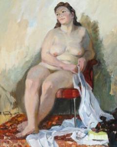 GULIAEV Alexander 1917-1995,A sitting female nude,1983,Bruun Rasmussen DK 2020-12-07