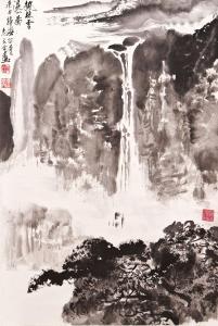 GULIANG Qu 1936,Landschaftliche Szene mit Wasserfall,1981,Auktionshaus Dr. Fischer DE 2012-10-13