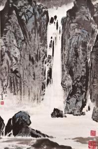 GULIANG Qu 1936,Wasserfall aus einer Felswand entspringend,1978,Auktionshaus Dr. Fischer 2012-10-13